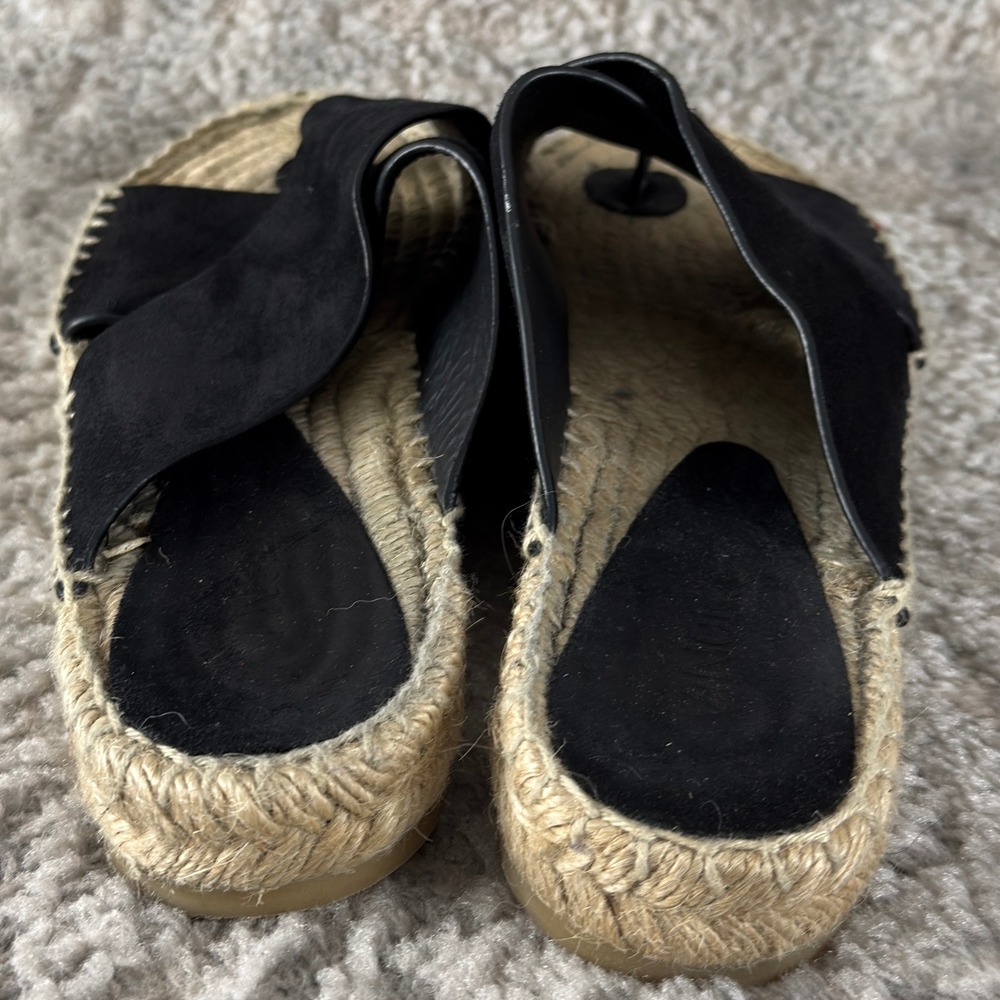 Vince Size 8 Suede Crisscross Espadrille Slide Sandal Black Womens - Picture 4 of 10